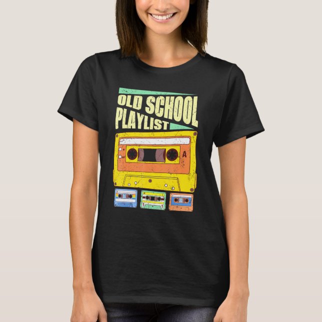 Camiseta Cassette Tape Music Retro 80s Old School Playlist (Frente)