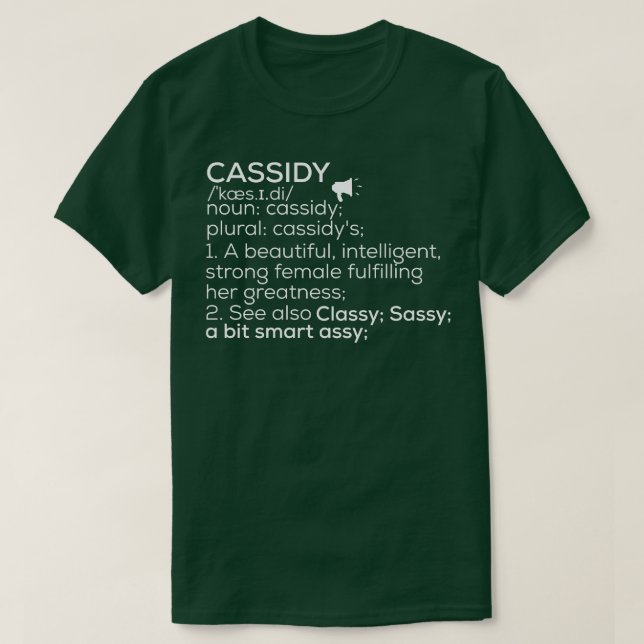 Camiseta Cassidy Definition Cassidy Female Nam (Frente do Design)