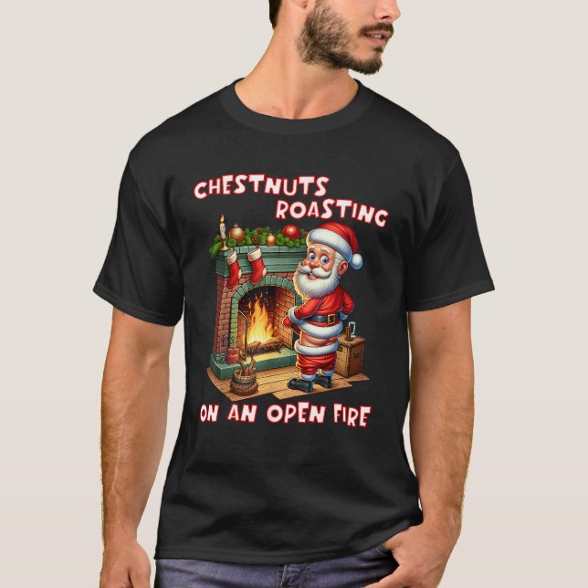 Camiseta Castanhas Em Torno De Papais noeis De Lata Engraça (Frente)