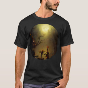 Camiseta Castelo assustador no nevoeiro