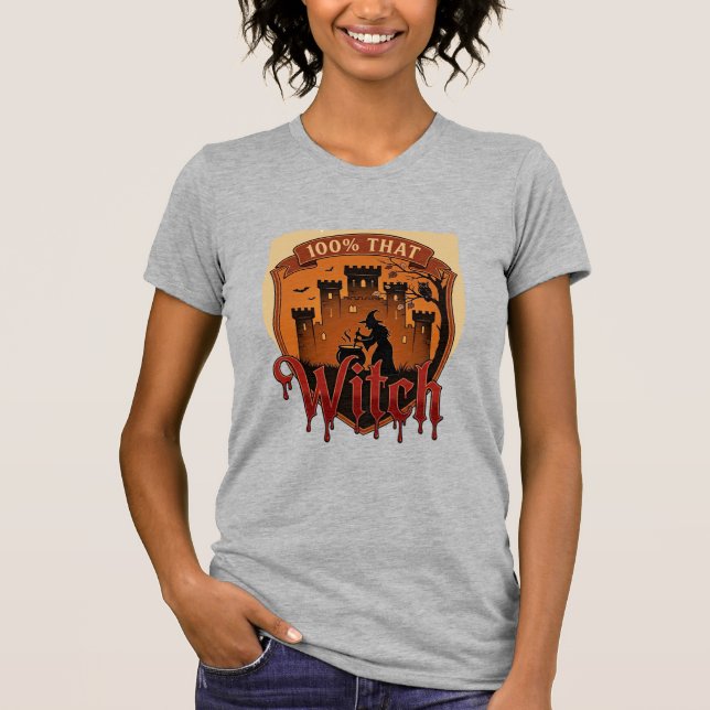 Camiseta Castelo de Bruxa Caldeirão Coruja Morcegos_1 (Frente)