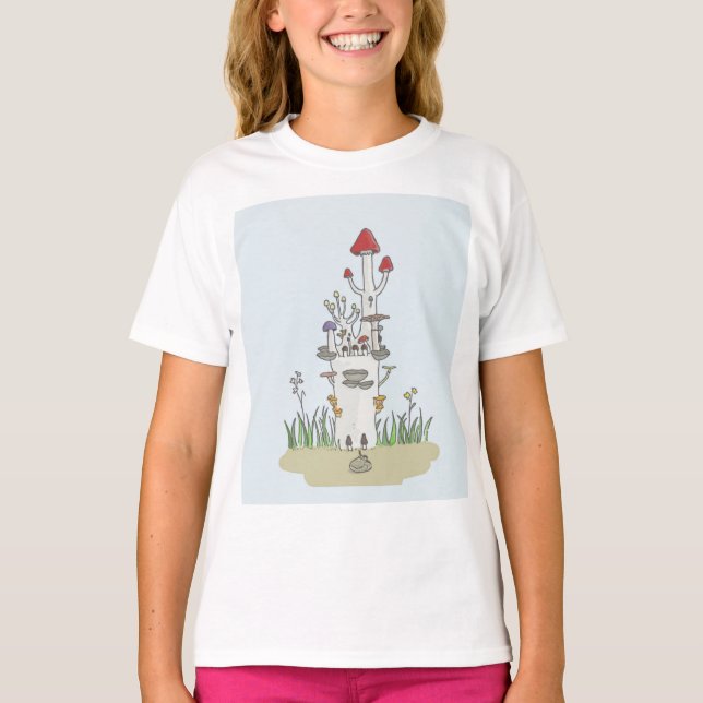 Camiseta Castelo de Mushroom desenhado à mão (Frente)