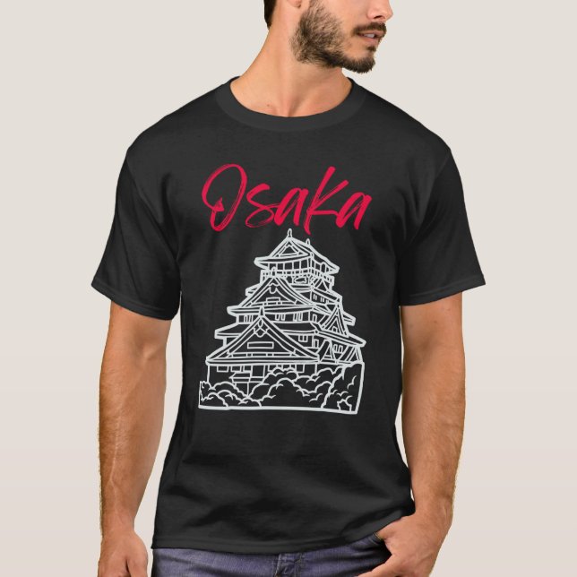 Camiseta Castelo de Osaka no Japão Desenho Marco Japonês (Frente)