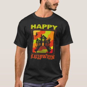 Camiseta Castelo de Relógio Feliz Halloween