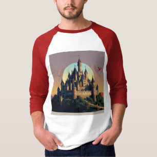 Camiseta Castelo Encantado e Dragão - Arte de Fantasia Magi