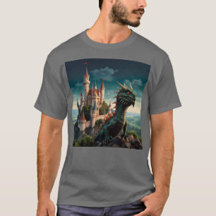 Camiseta Castelo Encantado e Dragão - Arte de Fantasia Magi