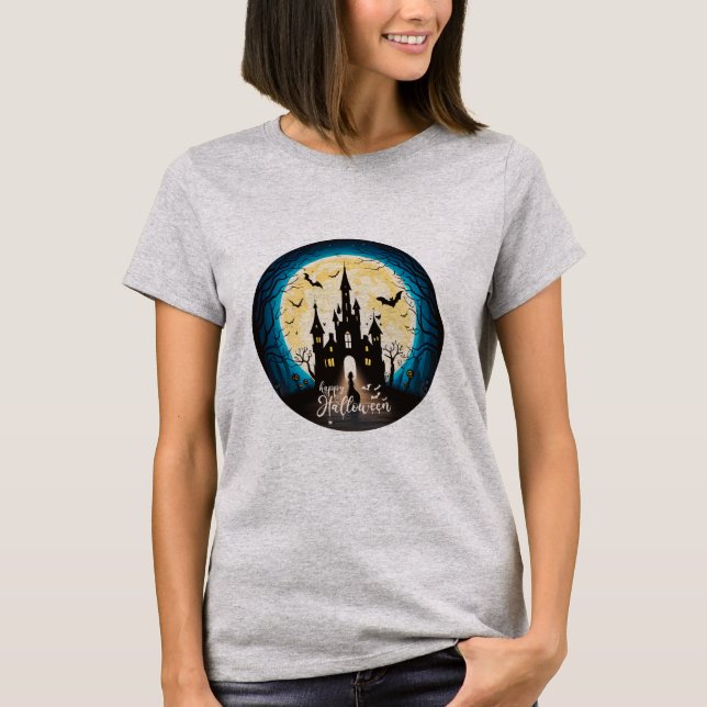 Camiseta Castle Haunted Happy Halloween Creepy (Frente)