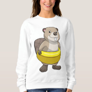 Camiseta Castor a nadar com anel de Natação