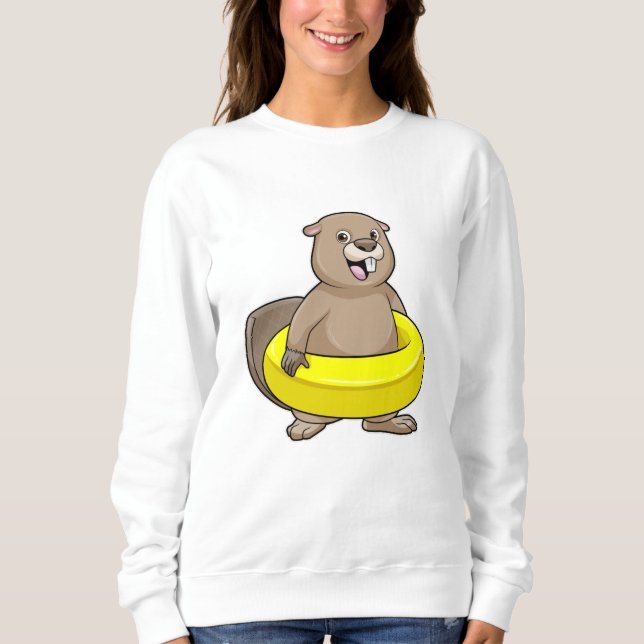 Camiseta Castor a nadar com anel de Natação (Frente)