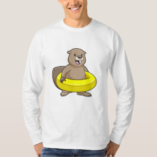 Camiseta Castor a nadar com anel de Natação