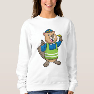 Camiseta Castor como agente da polícia com assobio
