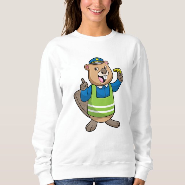 Camiseta Castor como agente da polícia com assobio (Frente)