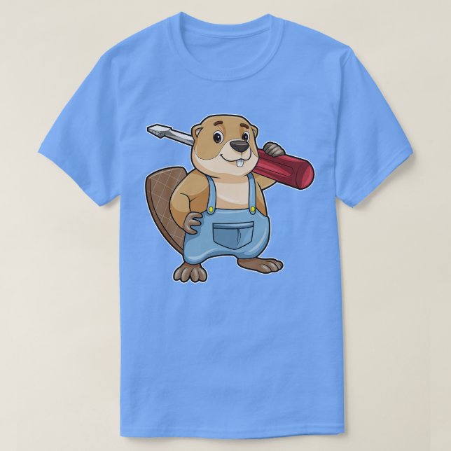 Camiseta Castor como artesão com chave de fenda (Frente do Design)