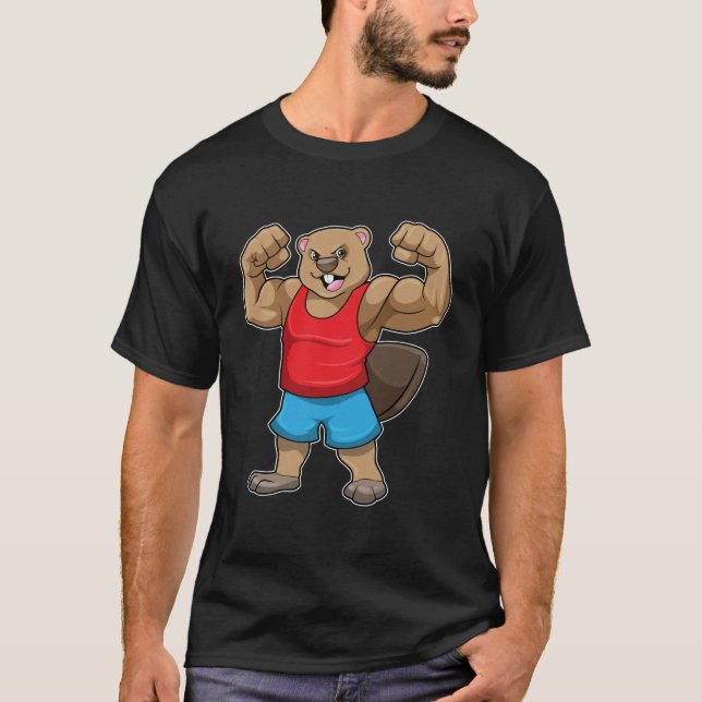 Camiseta Castor como Criador de Portos com braços grandes (Frente)