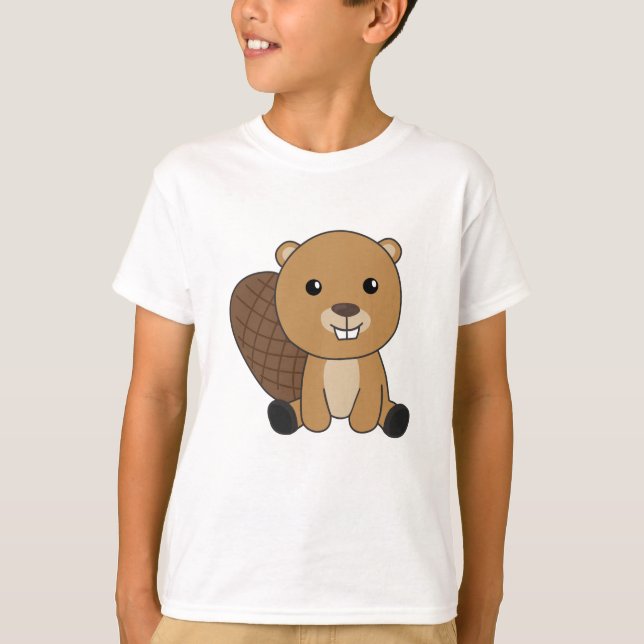Camiseta Castor Corta Roedores Para Crianças Cujo Beaver É  (Frente)
