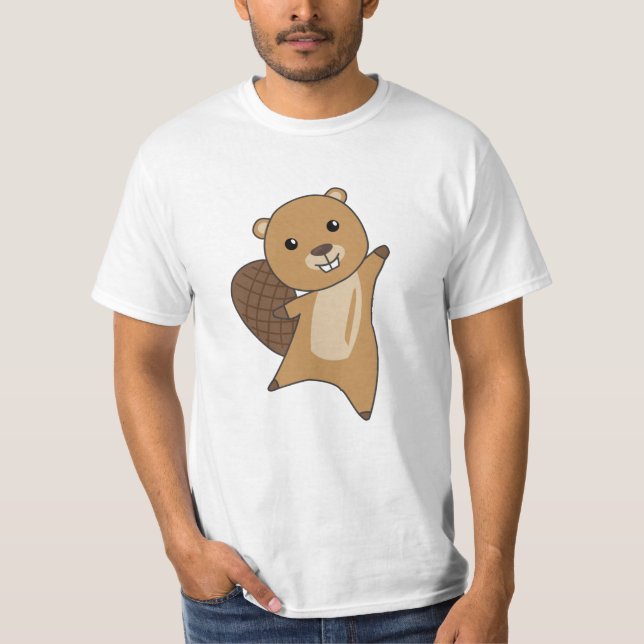Camiseta Castor Corta Roedores Para Crianças Cujo Beaver É  (Frente)