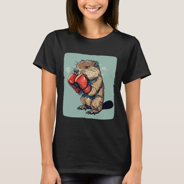 Camiseta Castor de Boxe Ousado Para um Estilo Difícil e Esp (Frente)