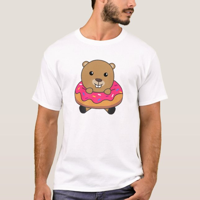 Camiseta Castor doce de Rosquinha rosa (Frente)