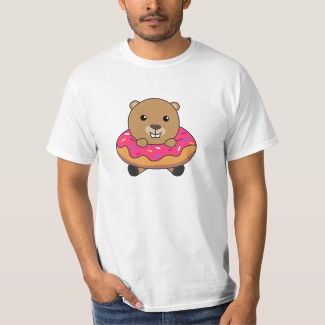 Camiseta Castor doce de Rosquinha rosa (Frente)