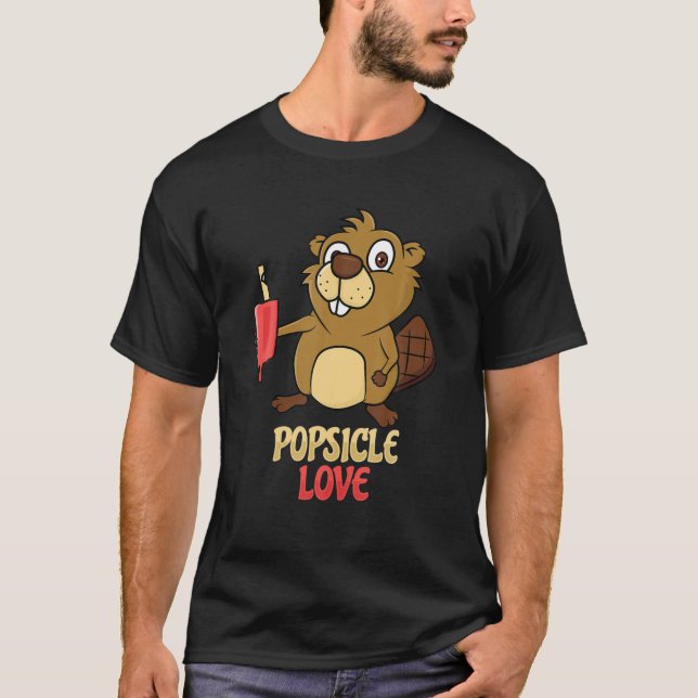 Camiseta Castor Engraçado Com Sorvete De Picolé (Frente)