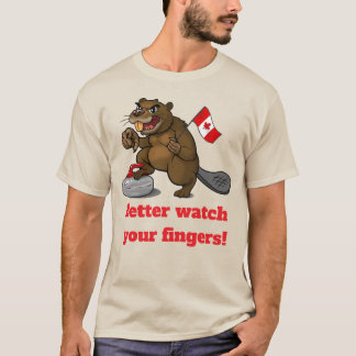 Camiseta Castor fazendo curling com bandeira