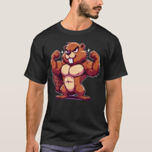 Camiseta Castor Flexionando Músculos Fã Amante Academia Mus