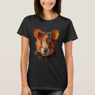 Camiseta Castor Folhas de Outono Arte Animal Artística Folh