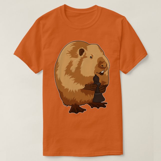 Camiseta castor no xadrez com bispo de xadrez (Frente do Design)