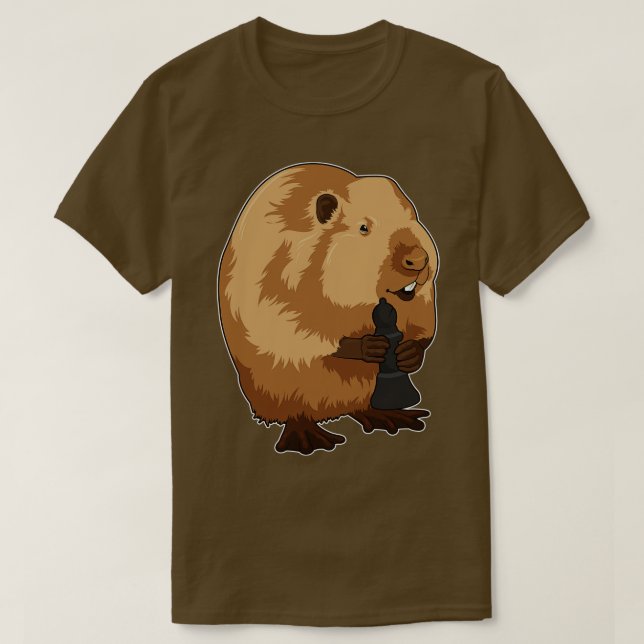 Camiseta castor no xadrez com bispo de xadrez (Frente do Design)