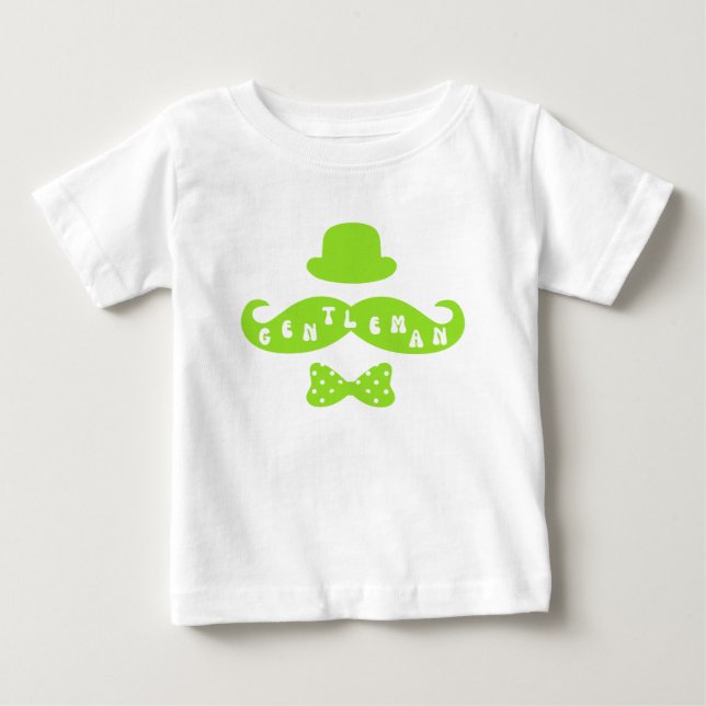 Camiseta Casual Baby Boy do bigode verde (Frente)