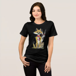 Camiseta casual feminina com desenho de desenho an