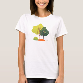 Camiseta Casual Feminina de Árvore Minimalista da