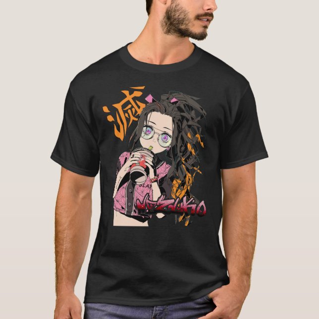 Camiseta Casual Waifu Nezuko Kny Anime Kimetsu No Yaiba Dem (Frente)