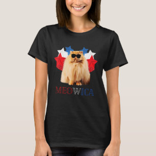 Camiseta Cat 4 De Julho Meowica Merica Men Usa American Fl