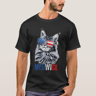 Camiseta Cat. 4 De Julho Meowica Sunglass Bandeira American