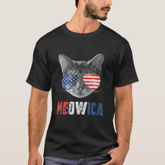 Camiseta Cat 4 De Julho S Meowica Merica Men USA American