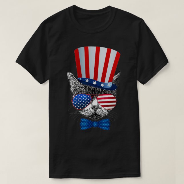Camiseta Cat. 4 de julho, USA American Flag Patriotic Women (Frente do Design)