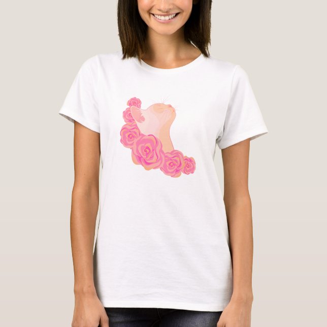 Camiseta Cat among roses (Frente)