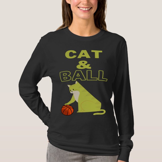 Camiseta Cat and Ball cat holding a basketball with its paw (Frente)