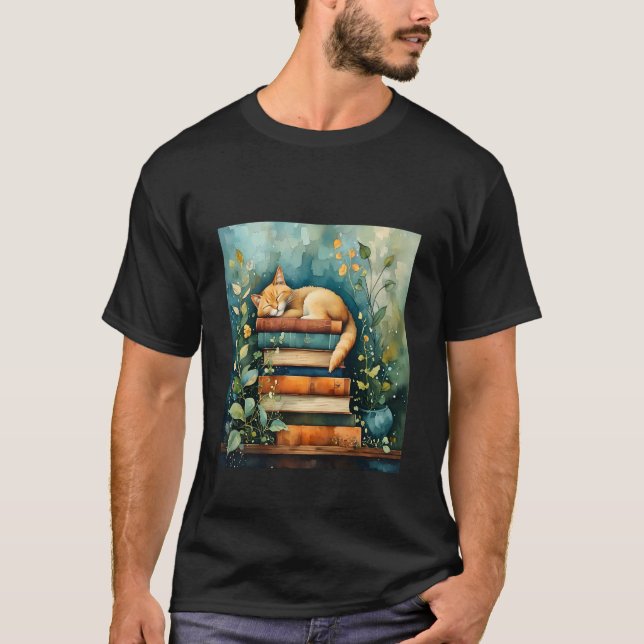 Camiseta Cat and Books - Cute Cat Lover (Frente)