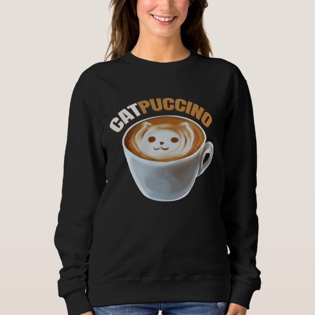 Camiseta Cat And Cappucino Makes Catpuccino In A Cup On Pur (Frente)