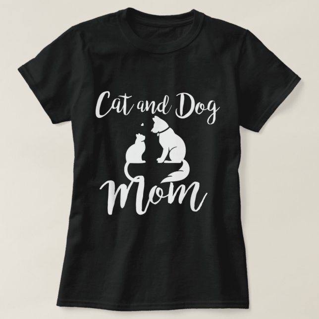 Camiseta Cat and Dog Mom Pet Lover Design (Frente do Design)