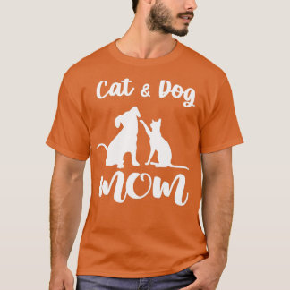 Camiseta Cat and Dog Mom Pets Animals Lover Puppy for Wome