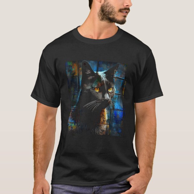 Camiseta Cat Artwork Fantasy  Pet Animal Cat 1 (Frente)