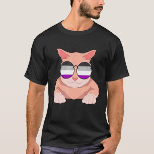 Camiseta Cat Asexuality Flag Óculos Sungbt Lgbt Ace Priorid