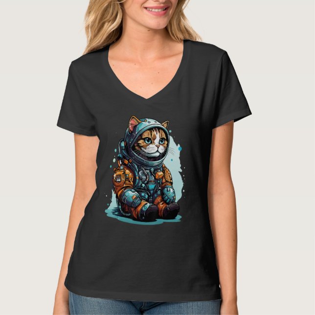 Camiseta Cat Astronaut Helmet Space Explorer Astronauts Cat (Frente)