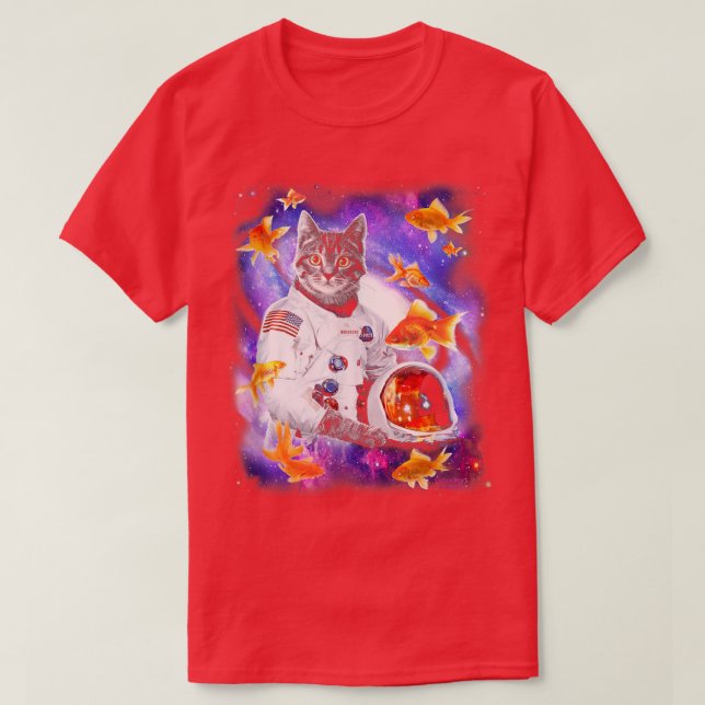 Camiseta Cat Astronaut in Cosmic Space Funny s for Weird Pe (Frente do Design)