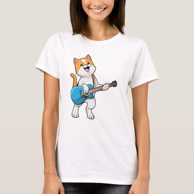 Camiseta Cat at Music with Guitar (Frente)