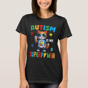 Camiseta Cat Autismo É Meu Super Poder Aceitar Suporte Amo