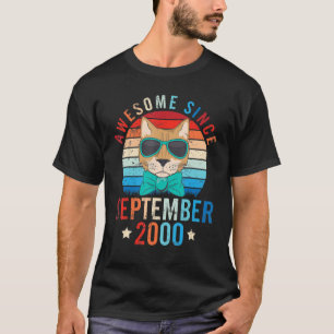 Camiseta Cat Awesome Since September 2000 Happy Birthday 22